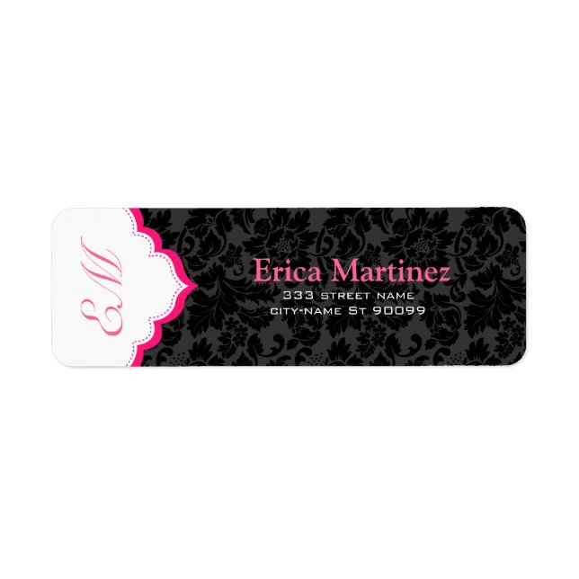 Black White & Pink Vintage Floral Damasks (Front)