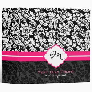 Black White & Pink Vintage Floral Damasks Binder