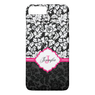 Black White & Pink Vintage Floral Damasks Case-Mate iPhone Case
