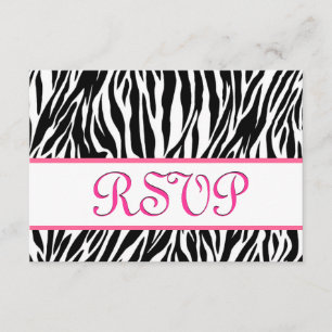 Black White Pink Zebra RSVP Personalized Response