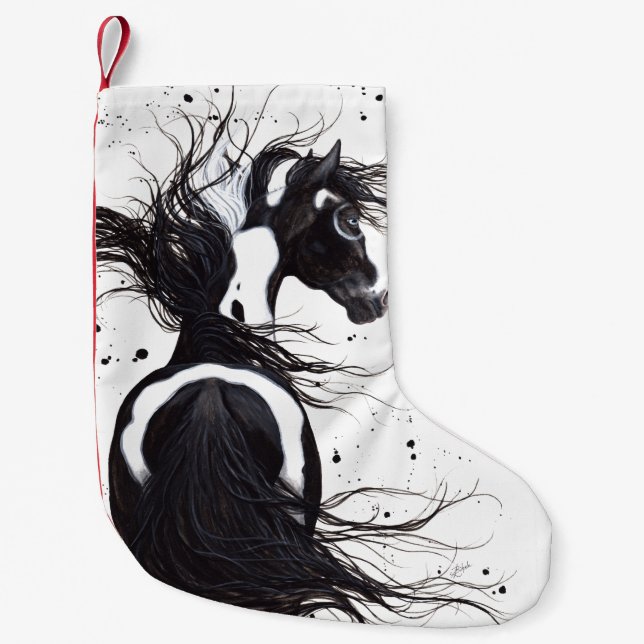 Black White Pinto Paint Horse Christmas Stocking (Front)