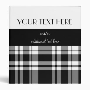Black & White Plaid Binder