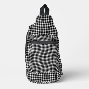 Black White Plaid Checker Seamless Pattern Sling Bag