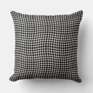 Black White Plaid Checker Seamless Pattern Throw Pillow