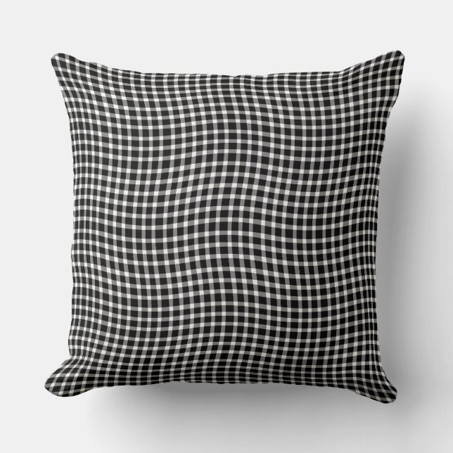 Black White Plaid Checker Seamless Pattern Throw Pillow (Front)
