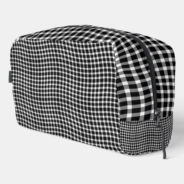 Black White Plaid Checker Seamless Pattern Toiletr Dopp Kit (Right Corner)