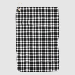 Black White Plaid Chequered Pattern Golf Towel