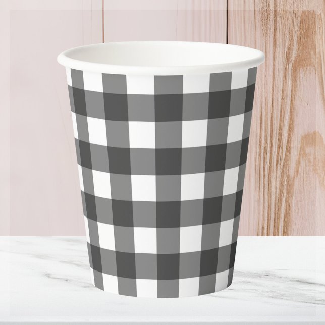 Black & White Plaid Gingham Paper Cups (Creator Uploaded)