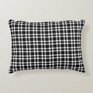 Black White Plaid Pattern Accent Pillow