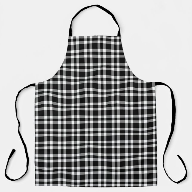 Black White Plaid Pattern Apron (Front)