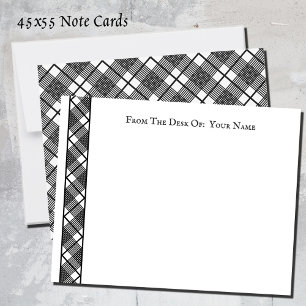 Black White Plaid Pattern Editable 4.5x5.5 Card