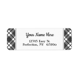 Black White Plaid Pattern Editable Return Address