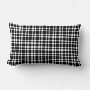 Black White Plaid Pattern Lumbar Pillow