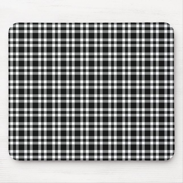 Black White Plaid Pattern Mouse Pad (Front)