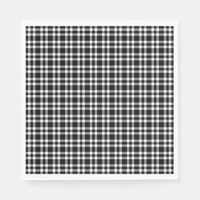 Black White Plaid Pattern Napkin (Front)