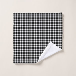 Black White Plaid Pattern Wash Cloth