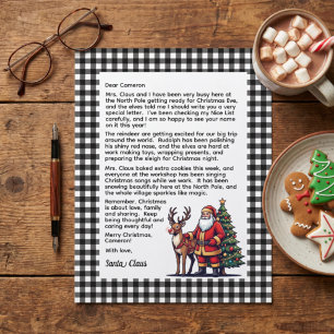 Black & White Plaid Personalized Letter From Santa
