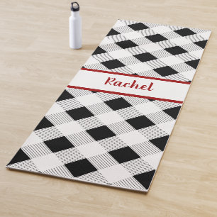 Black & White plaid, personalized Yoga Mat