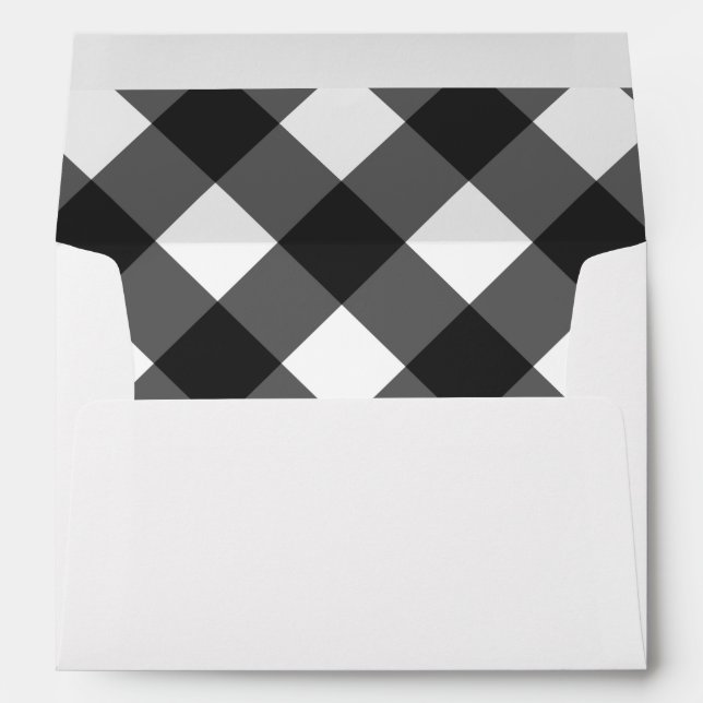 Black White Plaid Return Address Envelope (Back (Bottom))
