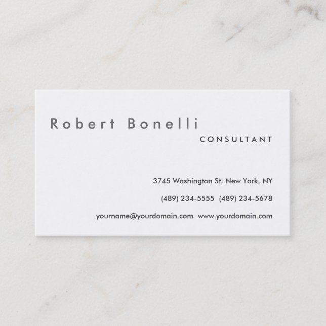 Black White Plain Consultant Business Card (Front)