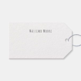 Black White Plain Elegant Casual Own Name Gift Tags