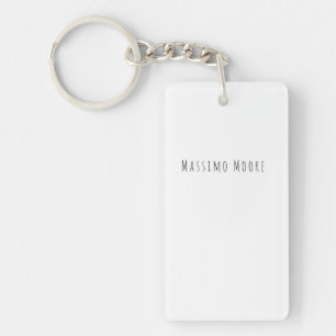 Black White Plain Elegant Casual Own Name Keychain