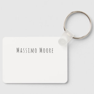 Black White Plain Elegant Casual Own Name Keychain