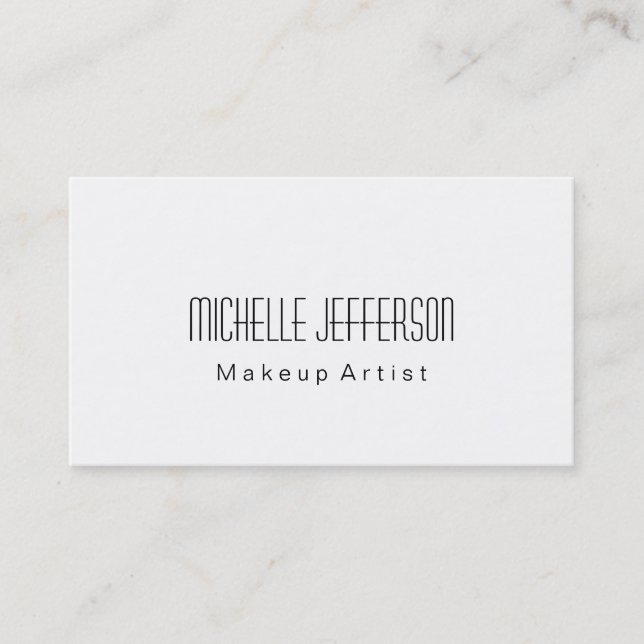 Black & White Plain Makeup Artist Business Card (Front)