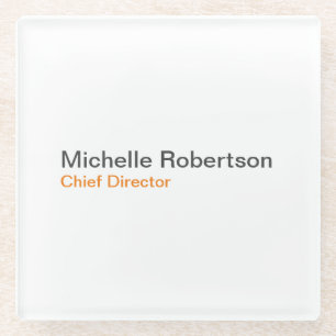 Black White Plain Minimalist Add Own Name Glass Coaster