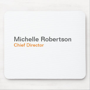 Black White Plain Minimalist Add Own Name Mouse Pad