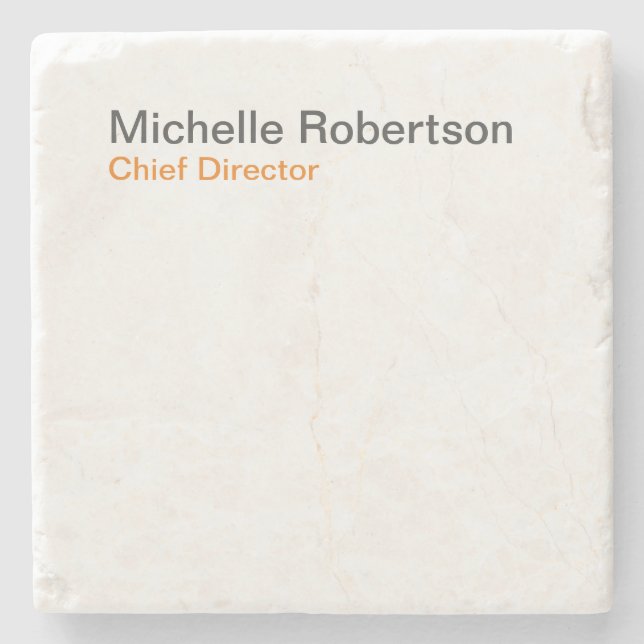 Black White Plain Minimalist Add Own Name Stone Coaster (Front)