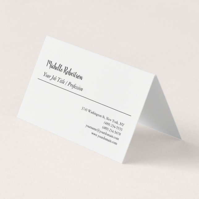 Black White Plain Minimalist Personalized Business Card (Front)