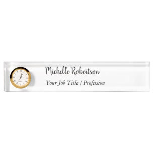 Black White Plain Minimalist Personalized Nameplate