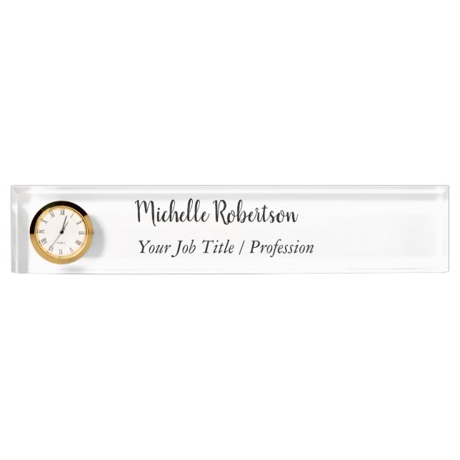 Black White Plain Minimalist Personalized Nameplate (Front)