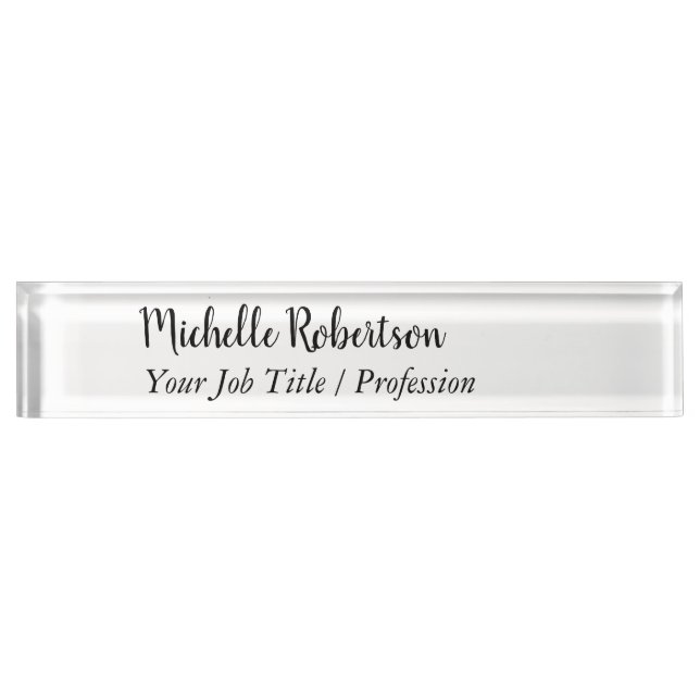 Black White Plain Minimalist Personalized Nameplate (Front)