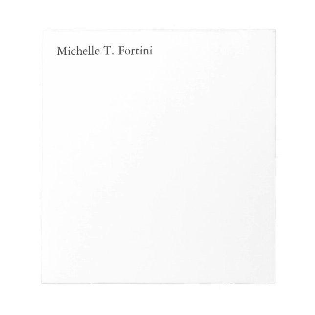 Black White Plain Minimalist Simple Notepad (Front)