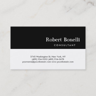 Black White Plain Modern Consultant Business Card