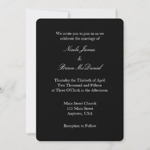 Black White Plain Simple Wedding Invitation