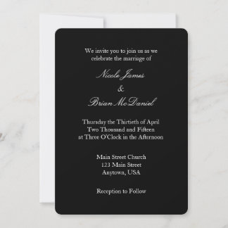Black White Plain Simple Wedding Invitation
