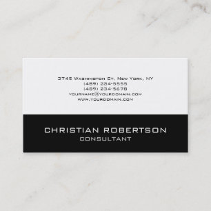 Black White Plain Unique Consultant Business Card