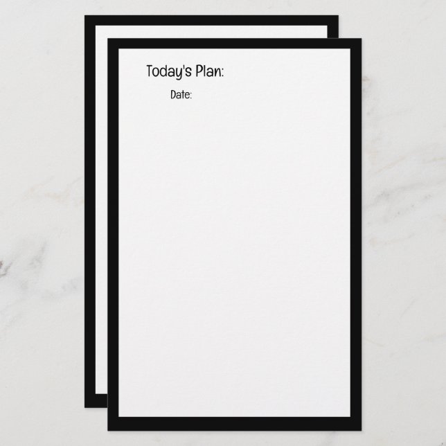 Black White Planner To Do Notes List Custom Colour Stationery (Front/Back)