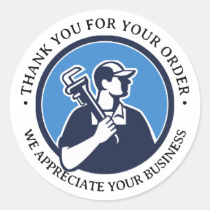 Black & White Plumber / Electrician (Generic) Logo Classic Round Sticker