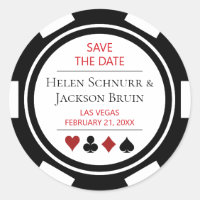 Black White Poker Chip Wedding Save The Date