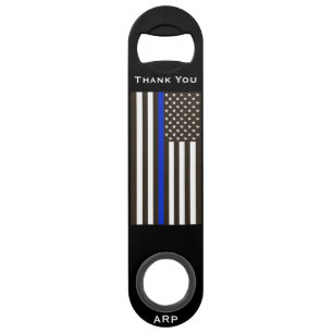 *~* Black White Police Thin Blue Line Flag Bar Key