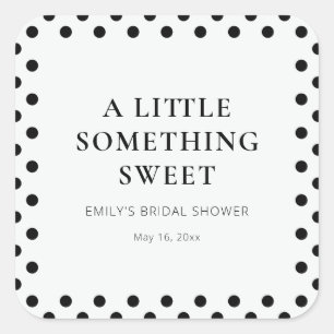 Black & White Polka Dot Bridal Shower Bake Goods Square Sticker