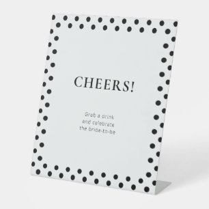 Black & White Polka Dot Bridal Shower Drink Pedestal Sign