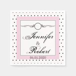 Black White Polka Dot Butterfly Wedding Napkin