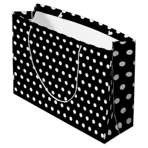 BLACK WHITE POLKA DOT CUSTOMIZED STYLISH LARGE GIFT BAG