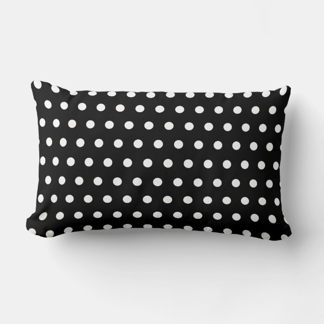 BLACK WHITE POLKA DOT CUSTOMIZED STYLISH SIMPLE LUMBAR PILLOW (Front)