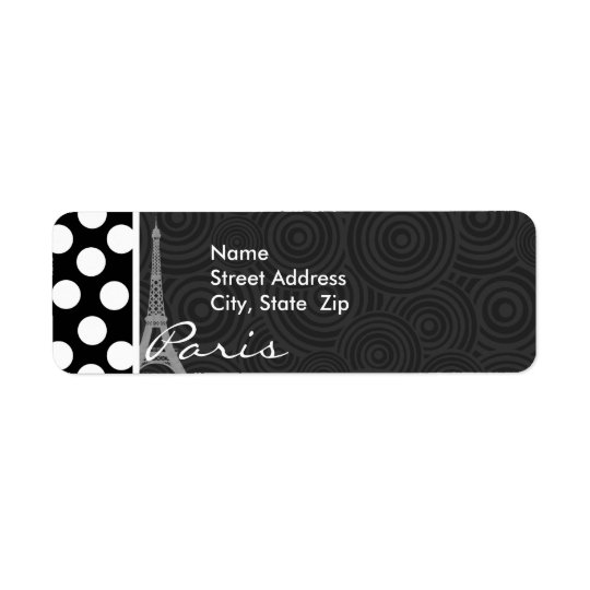 Black & White Polka Dot, Dots; Paris Return Address Label